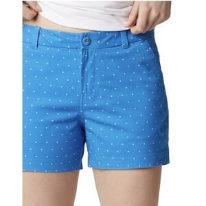 Columbia PFG Super Bonehead Womens Shorts Blue White Polka Dot Size 14 NWT
